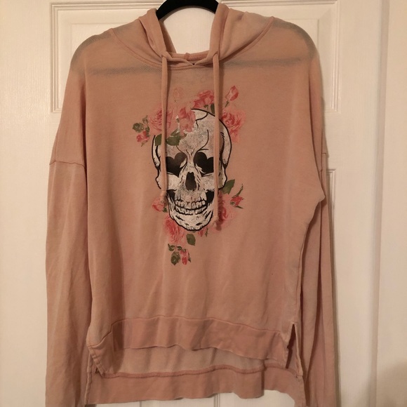 SIZE MEDIUM LIGHT PINK SKELETON PULL OVER HOODIE - Picture 1 of 2